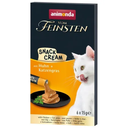 ANIMONDA Vom Feinsten Snack Cream z kurczakiem, kocia trawa 6x15g